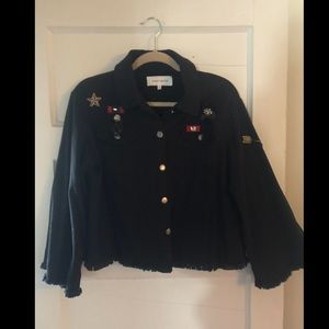 Guest Editor Cropped Black Denim Jacket